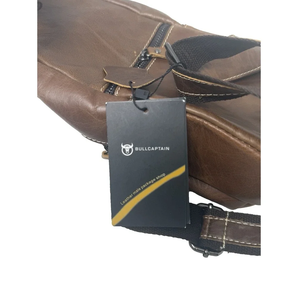 Leather Sling Bag Mens Chest Bag Casual Shoulder Crossbody Bags Travel Hiking...